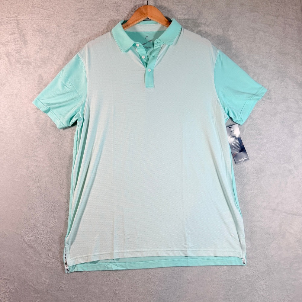 Head Mens Golf Polo Shirt White/Ocean Size XL Short Sleeve Breathable NWT